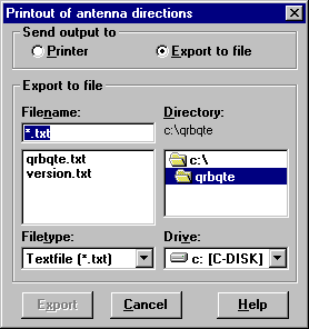 Export dialog